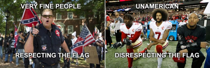 Kaepernick vs very fine people respect-the-flag